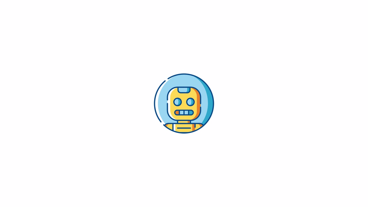 Icono animado de cabeza de robot hablando y comunicándose