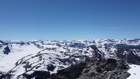 Epische-Drohnenaufnahme-Aus-Der-Luft,-Die-Sich-Um-Den-Gipfel-Des-Zuckerhuts-Mit-Blauem-Himmel-Und-Schnee-Dreht