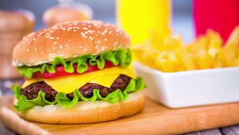 tasty and appetizing hamburger cheeseburger