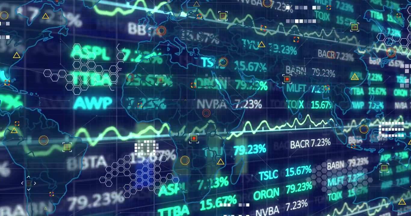 Digital Stock Market Data Visualization with Global Map
