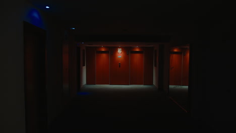 dark elevator hallway at night