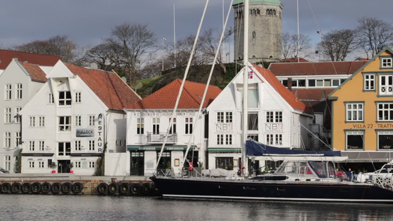 Port of of Stavanger Sunday afternoon, old boats in a sleepy harbor