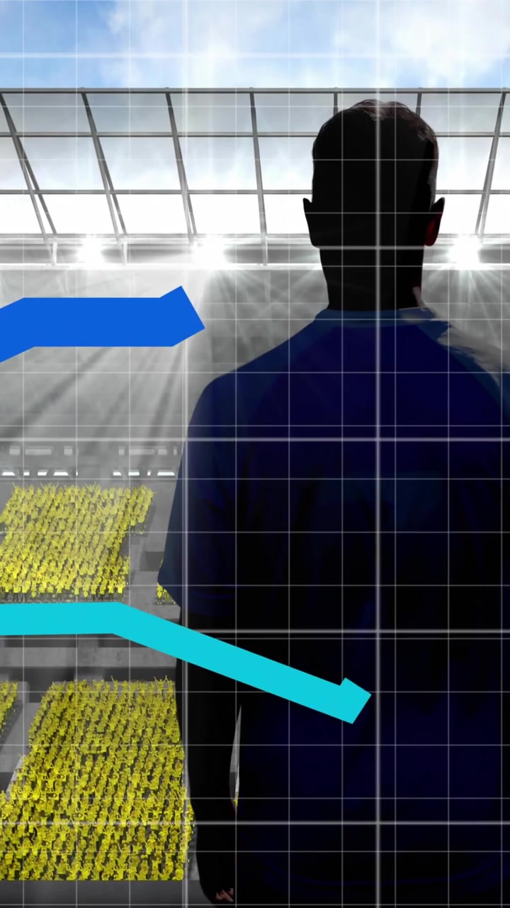 Animations of financial data processing over football player