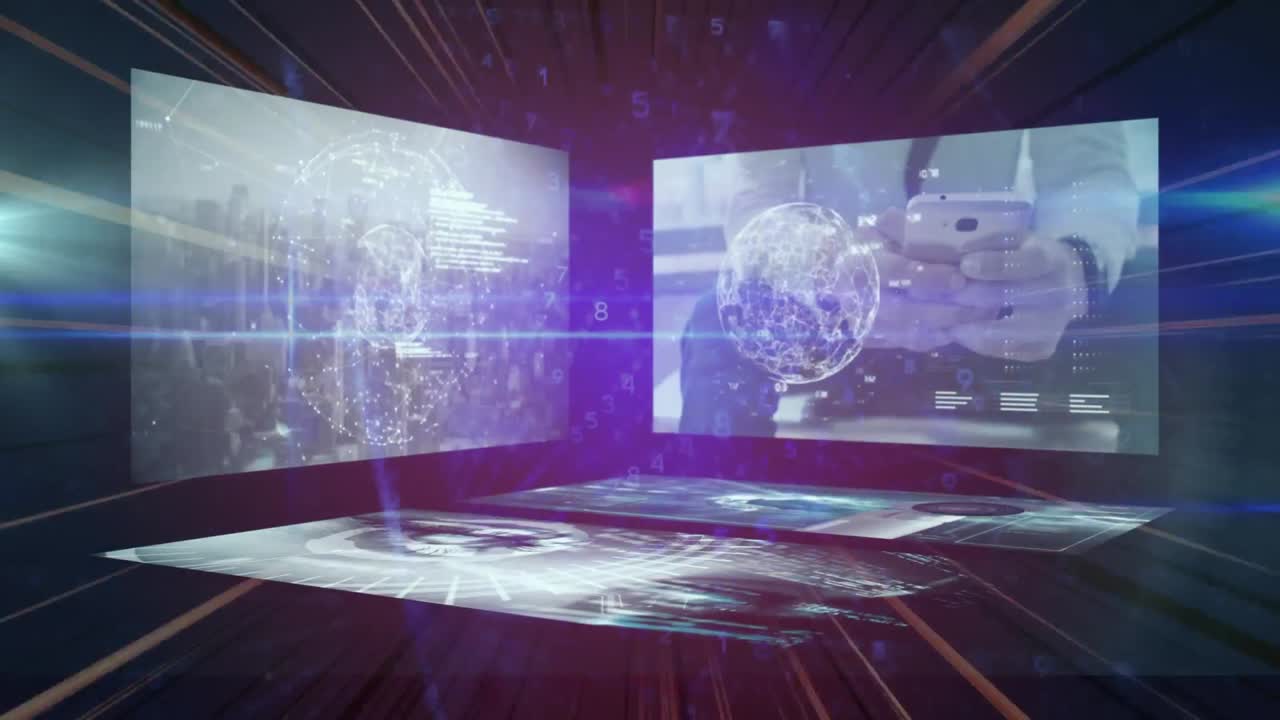 디지털 스크린에서 데이터 처리의 애니메이션