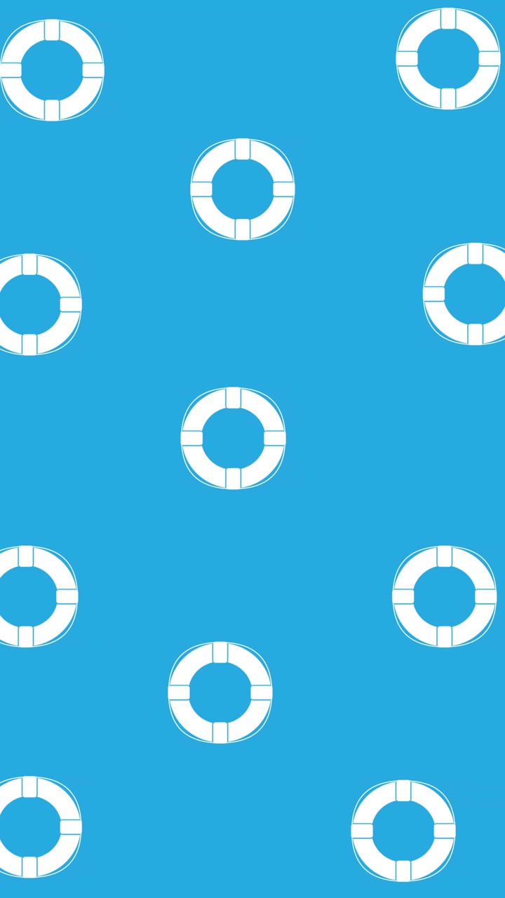 Animation of lifebuoys rotating over blue background