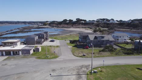 establishing view of coastal villas and luxury homes in bandon oregon