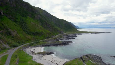 flying low over the scenic route on andoya during summer season