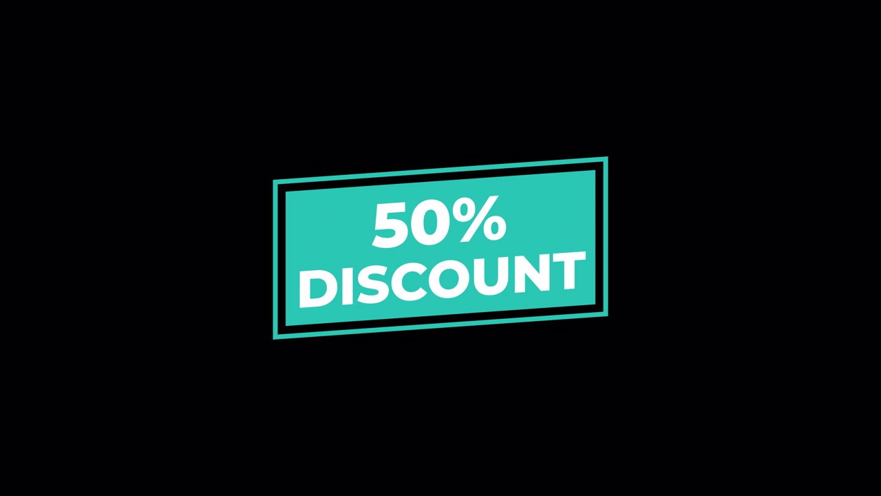Testo animato con sconto del 50% su sfondo nero