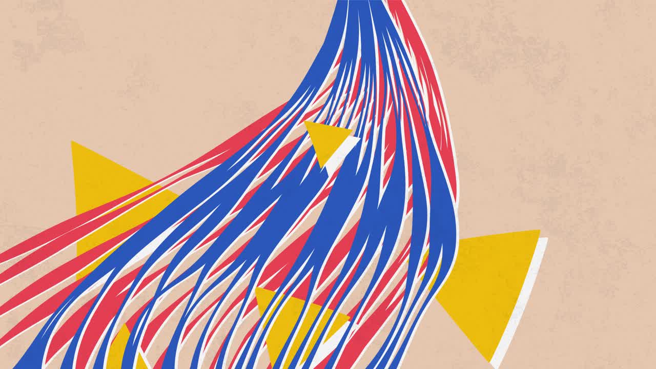 오렌지색 산란한 애니메이션 기하학적 요소 배경