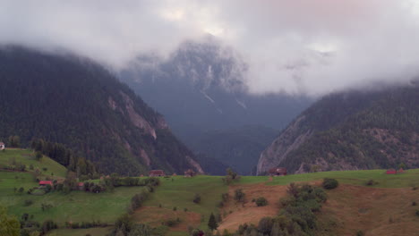 Time-lapse-on-rural-Transylvania-with-mountains-and-clouds-on-background