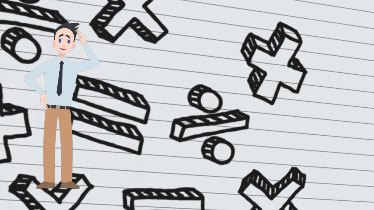 수학적 그림을 통해 이야기하는 사람의 애니메이션