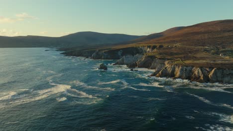 the white cliffs of ashleam during a beautiful sunset, drone shot