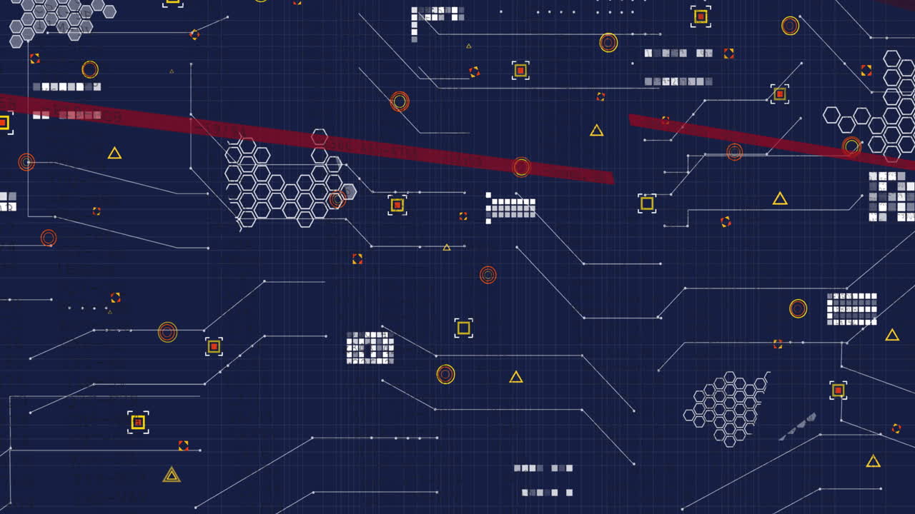 animación de la interfaz con el procesamiento de datos contra un fondo azul