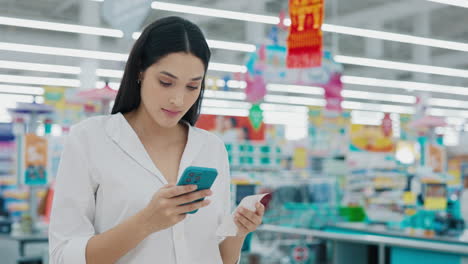 woman checking receipt in a supermarket
