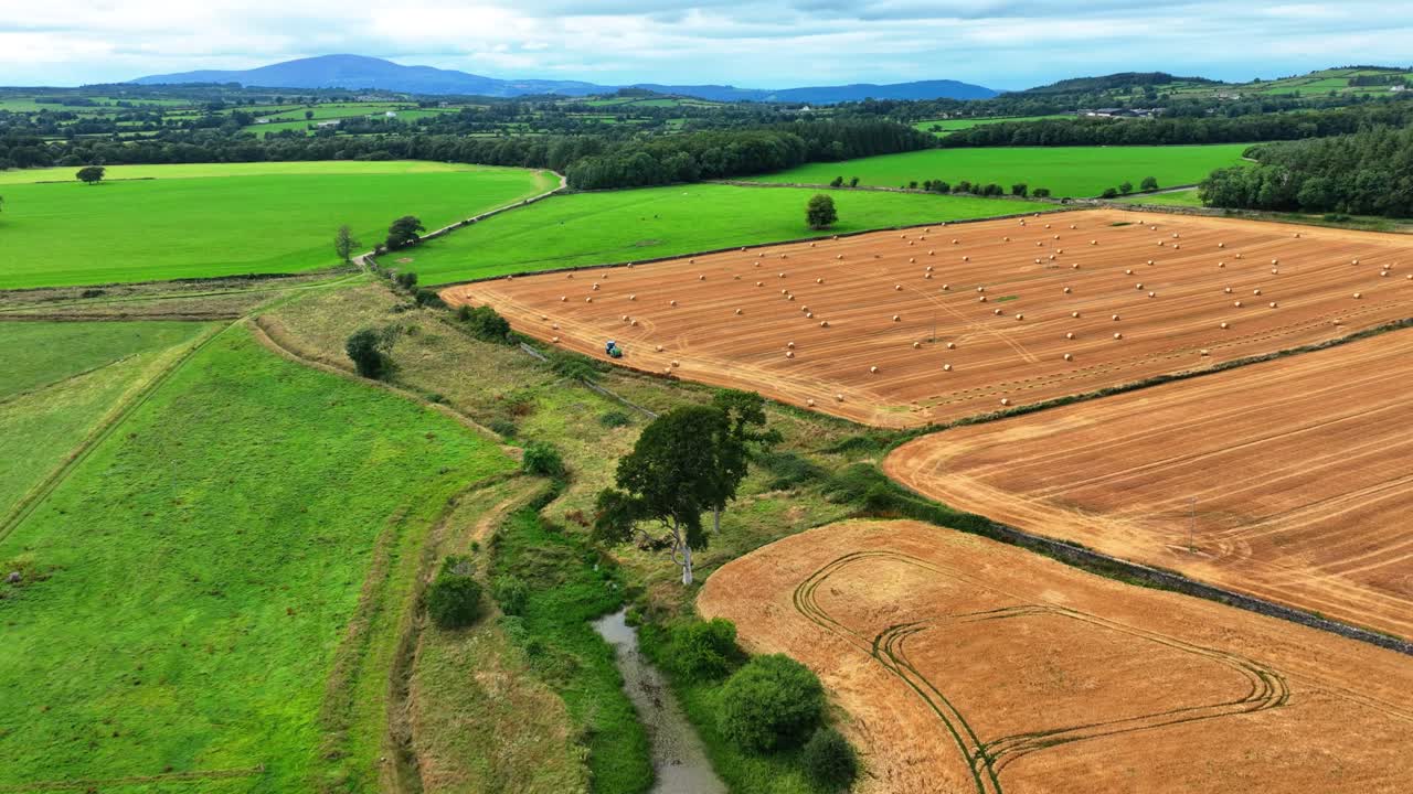 Ireland Epic Locations aerial view of farmland at harvest time Portlaw Waterford