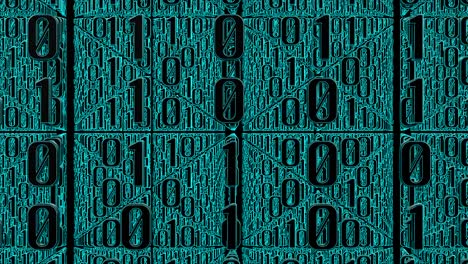 Cyan binary code moves right to left