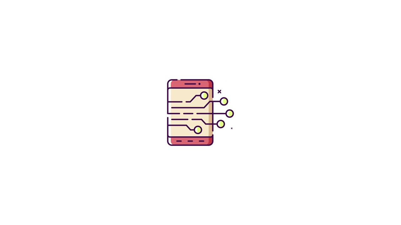 Animated Smartphone Icon with Circuit Board Data Flow
