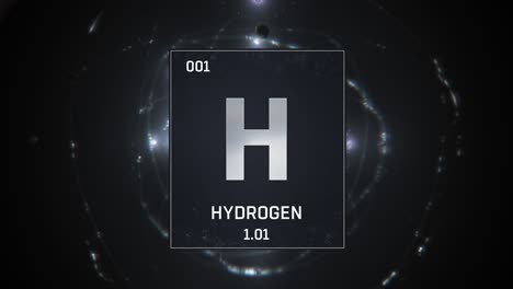 hydrogen as element 1 of the periodic table 3d animation on silver background