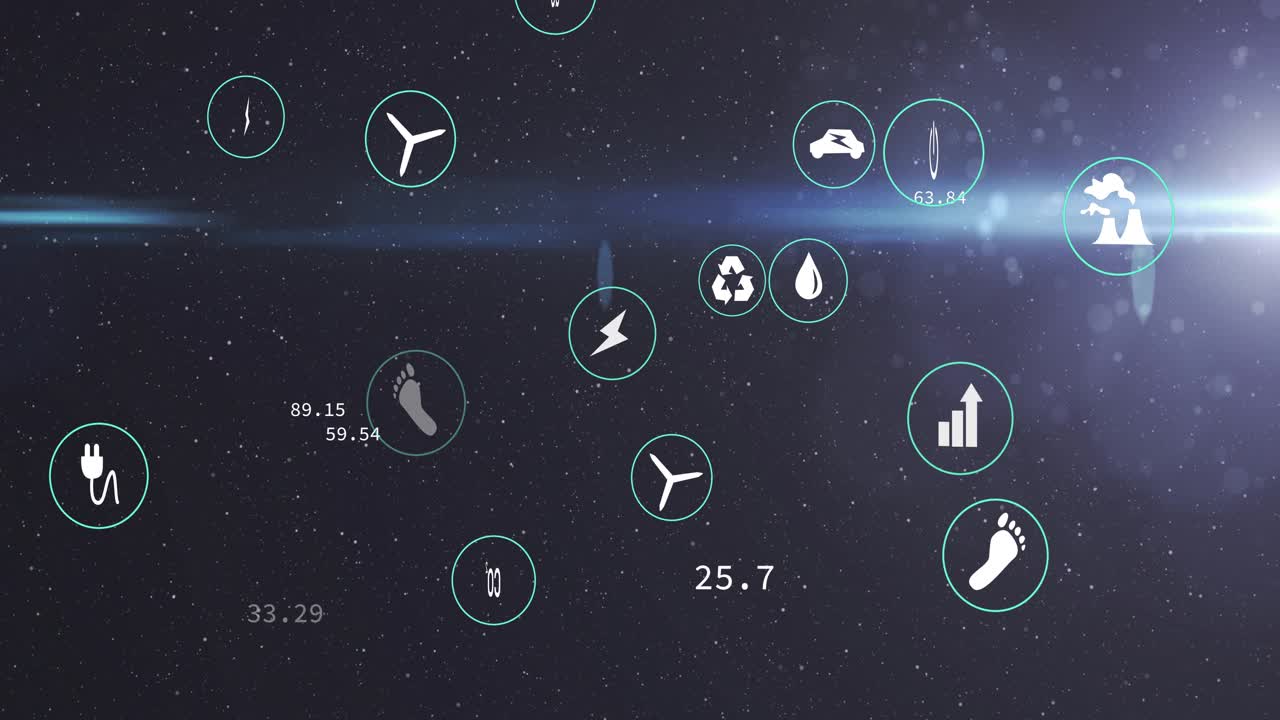 Light band sweeping space starting HUD icons pulsing clustering readout updating showing energy