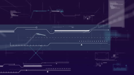 animación de la interfaz con el procesamiento de datos contra un fondo azul
