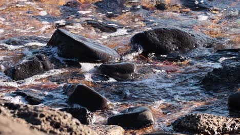 waves hitting rocks on a beach