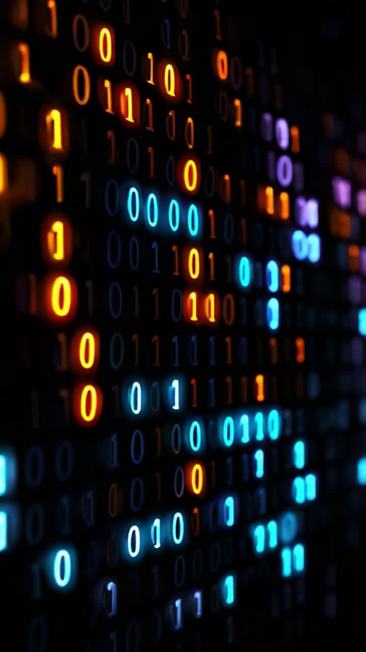 Abstract Digital Numbers Displaying Binary Code Patterns With Vibrant Colors and Glowing Effects, Creating a Stunning Visual Representation of Data Processing