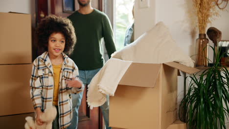 child excited about moving into a new home