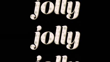 animation of jolly text in repetition at christmas on black background