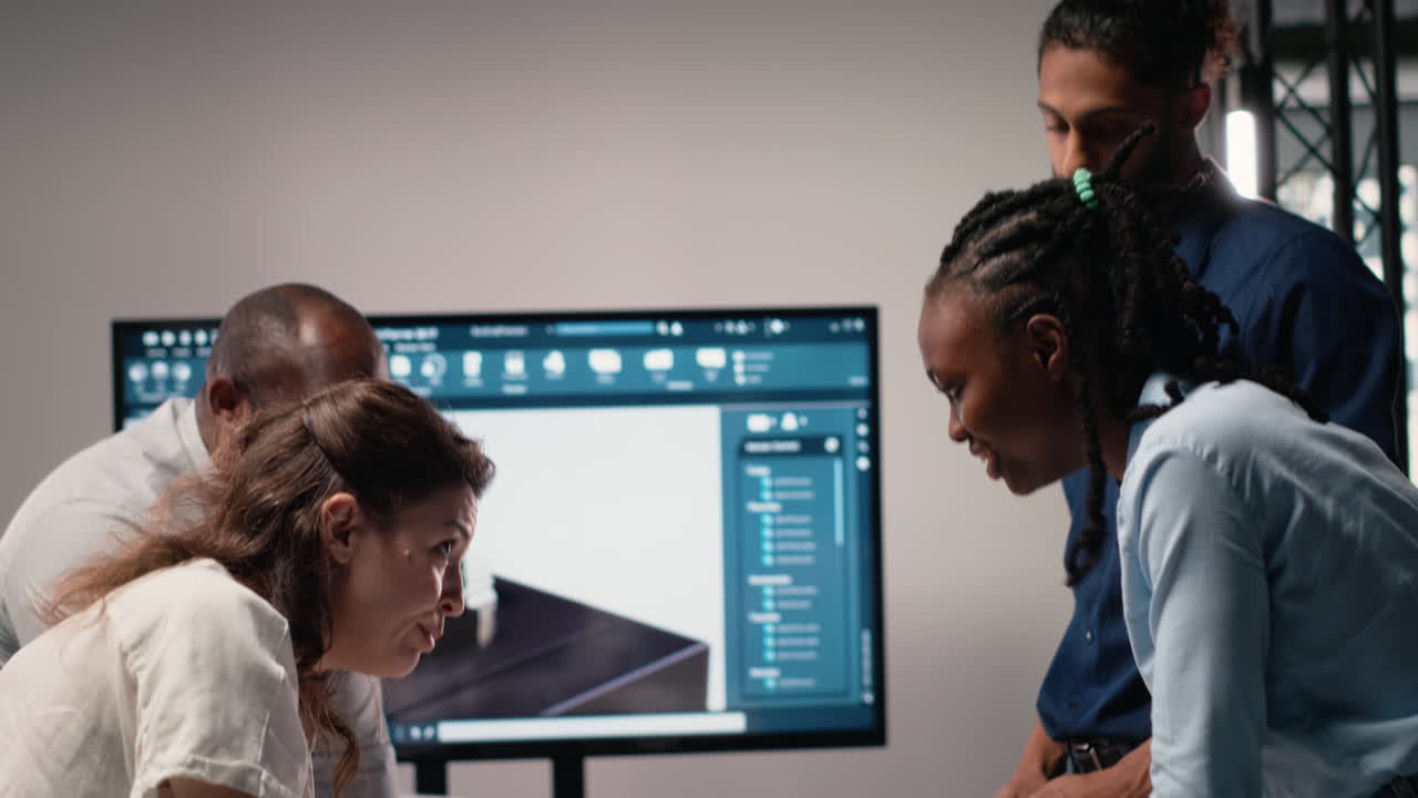 Vertical Video Close up of developers arranging 3D models to explore residential layout