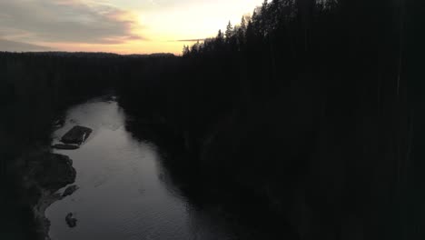 aerial view of beautiful sunset over mountains - river