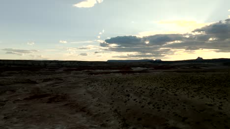 Arid-desert-landscape-at-twilight---aerial-flyover