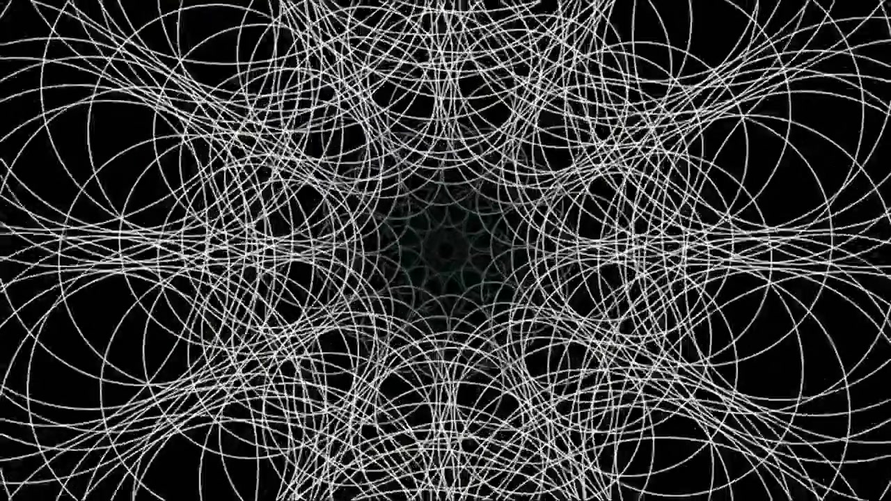 Abstract Geometric Animation of Rotating White Circular Lines