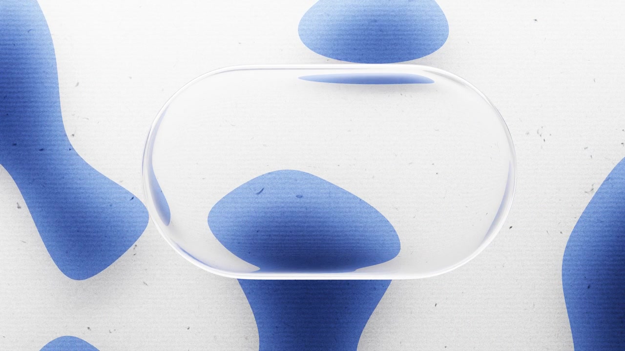 Abstract Motion Graphics with Floating Glass Capsule and Organic Shapes