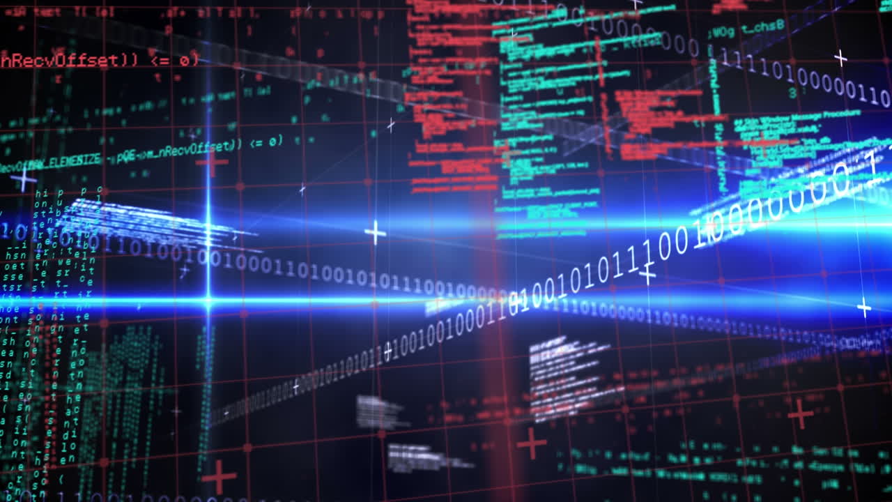 어두운 배경 위에 과학 데이터 처리의 애니메이션