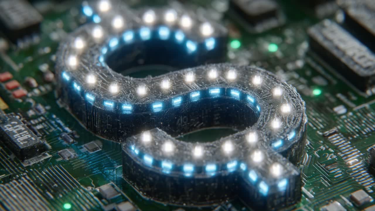 Illuminated Circuit Board Design Featuring a Stylized Dollar Sign with Glowing LED Lights, Representing Technology and Finance in Modern Digital Economy