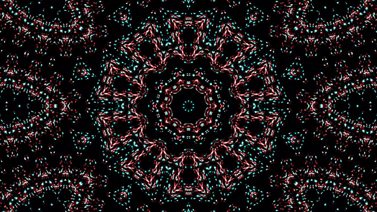 Motivo caleidoscopico astratto con colori vivaci. Mandala magico. 4K