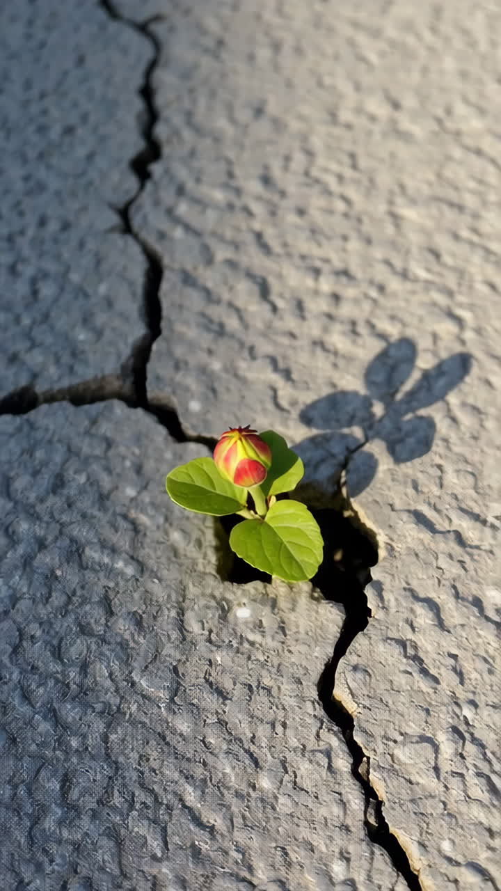 Lille plante der vokser gennem en sprække i beton
