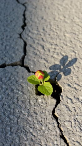 small plant growing through crack in concrete