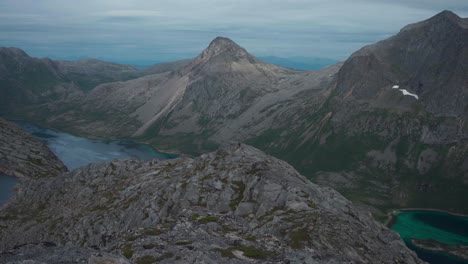 hiker on salberget mountain in norway - wide