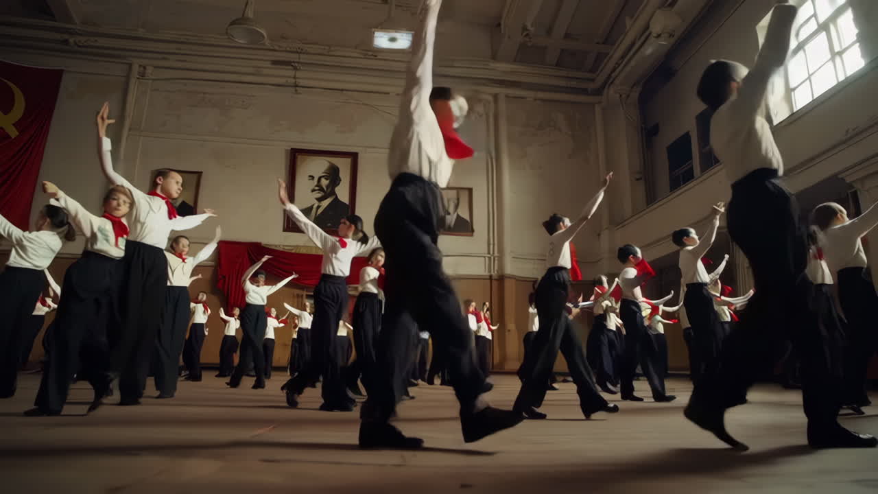 Children's Dance Performance in a Soviet-Era School Hall