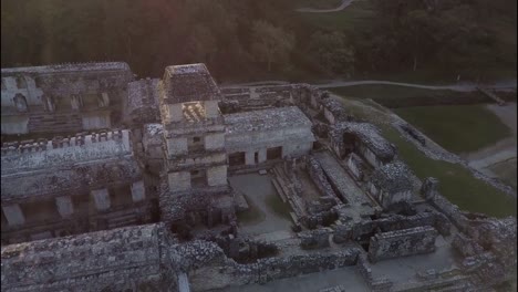 an aerial view over palenque mayan pyramids in mexico 3