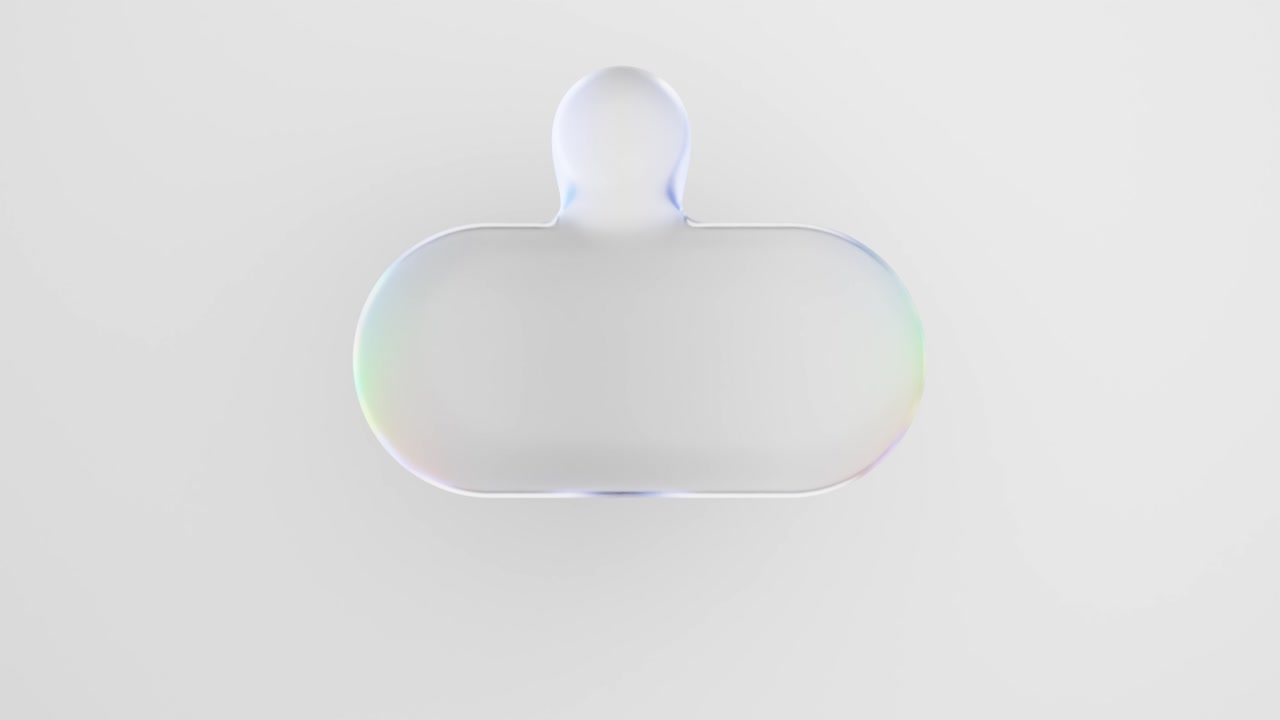 Animated Iridescent Speech Bubble with Moving Pointer on White Background