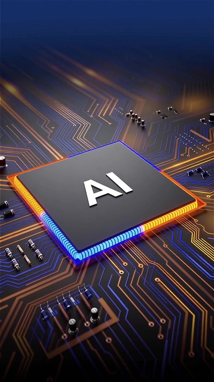 Futuristic AI Chip Motherboard Technology Background