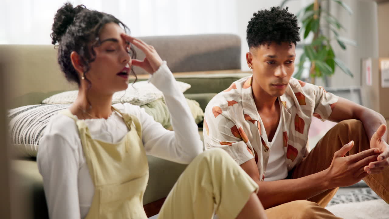 Couple in disagreement at home