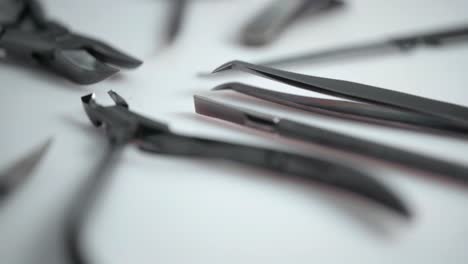 manicurist tools used for manicures by beauticians, closeup