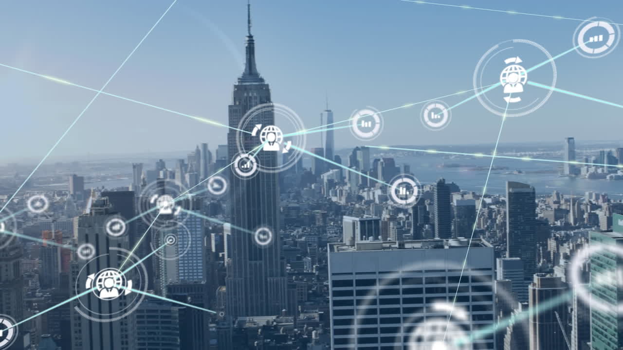 animación de la red de conexiones del paisaje urbano