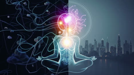 mind and body in harmony with the city at night