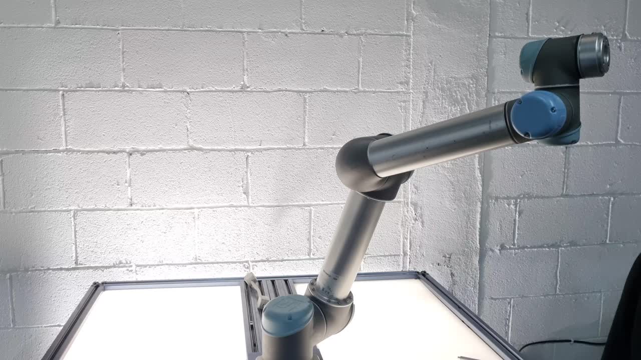 Close-up view of a robotic arm in an industrial setting