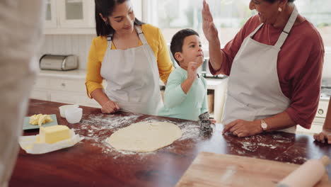 Dough,-baking-and-child-with-grandmother