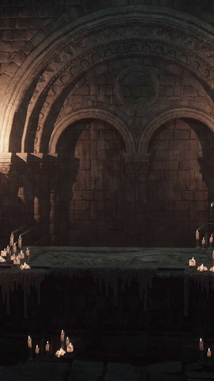 불이 있는 어고 신비로운 고 양식의 예배당